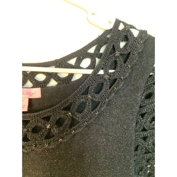 Lily Pulitzer Kathleen Black Sweater Round Neck Pullover Black Sz Large - Picture 3 of 6